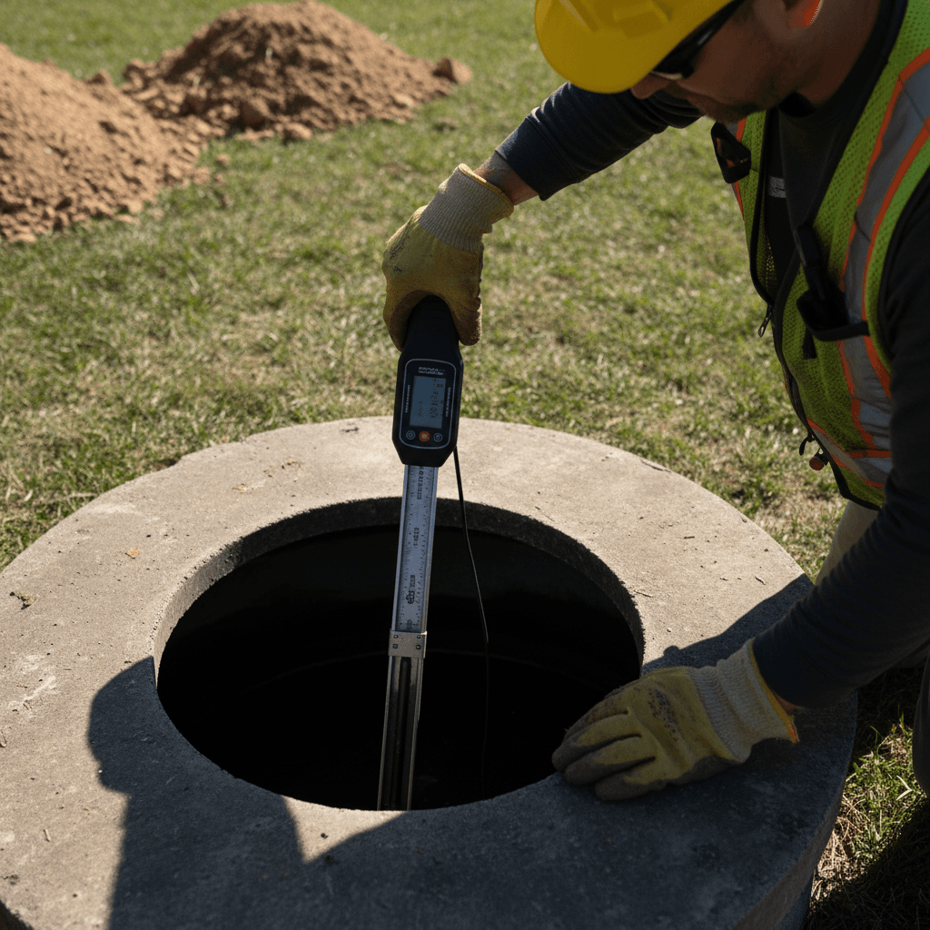 Certified septic inspection with sludge measurement tool